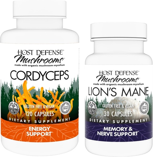 [BRSRA23RCQHAYDQ2] Host Defense Bundle mit Cordyceps Kapseln, 120 Count & Lion's Mane Capsules, 30 Count - Unterstützung Immun Gesundheit & Energie - Unterstützung Gehirn Gesundheit, Gedächtnis & Fokus*