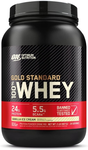 [BRSWYZY3DMOQI3T3] Optimum Nutrition 100% Whey Gold Standard, Vanilla Ice Cream, 2 Pound