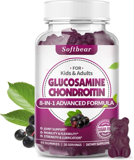 [BRSROFD4CR6RSAA7] softbear Glucosamine Chondroitin Gummies, Sugar Free Glucosamine Chondroitin MSM Supplement with Elderberry Turmeric Supports Joint Health & Antioxidant, Elderberry Flavored 60 Count