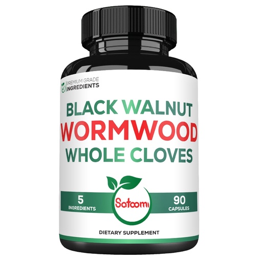 [BRSRAZAFAUIWK3T4] Satoomi 5 in 1 Wormwood Capsules Supplement - with Black Walnut Cloves Turmeric and Berberine HCl - 90 Capsules - Immune System & Digestion Health