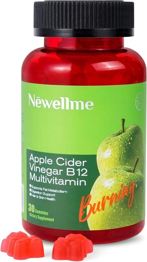 [BRSREYD7OYCWAF3H] NEWELLME Apple Cider Vinegar Gummies B12 Multivitamin,ACV συμπλήρωμα Gummy Βιταμίνες, χορτοφαγικό συμπλήρωμα για γυναίκες και άνδρες,Non GMO,Support Normal Energy Levels & Gut Health 30 Gummies (30)