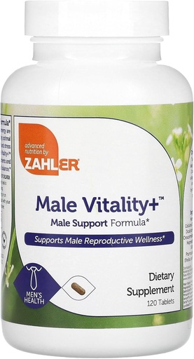 [BRSWGBAZOUBWG333] Zahler Male Vitality+ Male Support Enhancing Supplement Formula with Shilajit, Ashwagandha, CoQ10, Vitamins and Minerals - Kosher Non-GMO Mens Health Supplement for Reproductive Wellness (120 Count)