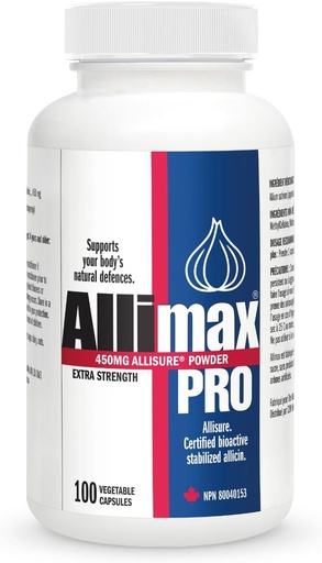 [BRSWIZY2OQHGG3DO] Allimax Pro 450mg 100 Vegicaps. Allicin Garlic Supplement to Support Your Body’s Immune Function. With Stabilized Allicin Extracted from Clean & Sustainable Spanish Grown Garlic. Professional Strength