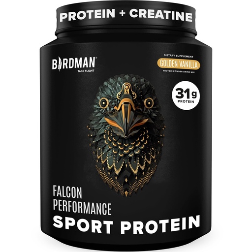 [BRSROA3RCR4GKCAZ] BIRDMAN Falcon Performance Vegan Protein Powder, 31g Protein, 5g Creatine, 5g BCAA, Probiotics, Electrolytes, Pre Workout, Low Carb, Sugar Free & Dairy Free, Plant Based Vanilla Protein -19 Servings