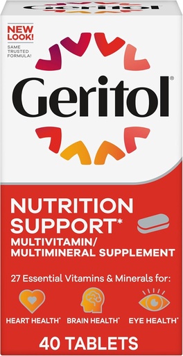 [BRSWIZD4BIAWACDU] Geritols, multivitamīnu papildterapija, satur B-vitamīnus, antioksidantus, C vitamīnus, E & D un dzelzi, 26 esenciālus vitamīnus un minerālvielas, bez glutēna, ne-GMO, bez mākslīgiem saldinātājiem, 40 tabletes