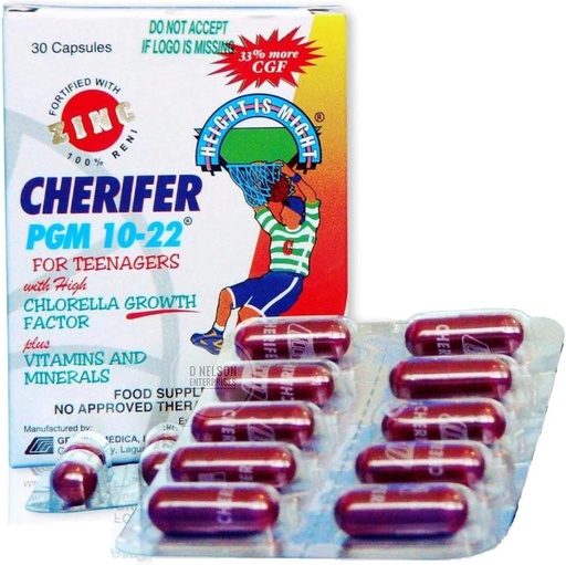 [BRSW2AI3OYMWED3A] Cherifer PGM 10-22 High Chlorella Growth Factor (CGF) Zinc, 30 kapsularekin