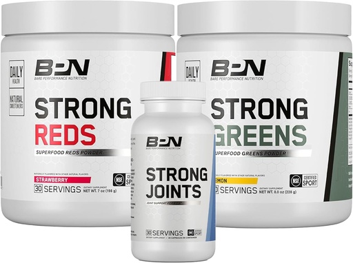 [BRSROHA7OYCGEEQ3] BARE PERFORMANŢĂ NUTRIŢIE BPN Sănătate şi Wellness Bundle, roşu puternic, verde puternic Lemon, articulaţii puternice