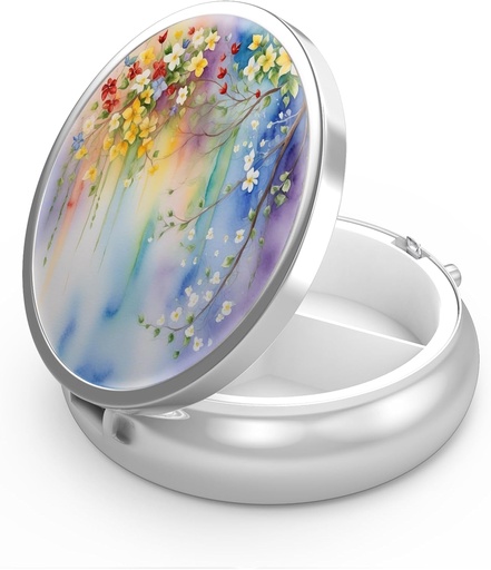 [BRSW2FAFOYJRSCT5] Pill Box 3 Comparament Petit Casol, portable per al Pocket o Purse Pill, organitzador del contenidor Pill per a Holwines, Metge, peix de peix i petroli suplementaris(Abstr Floral)