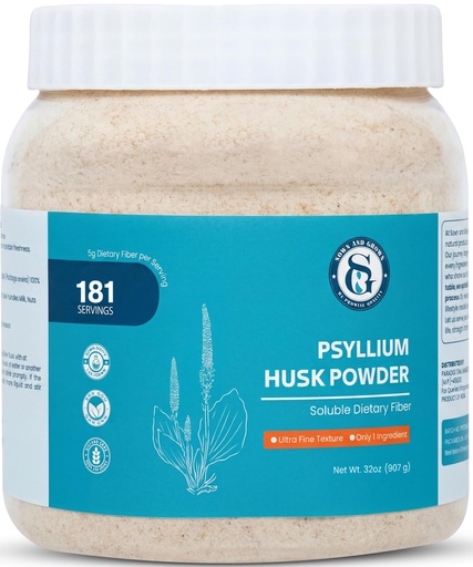 [BRSRA2QFOB5BSCD3] Psyllium Husk Powder- 2lb, 32oz | Easy Mixing Dietary Fiber | Finely Ground Powder | Ideal for Keto Baking | Non-GMO