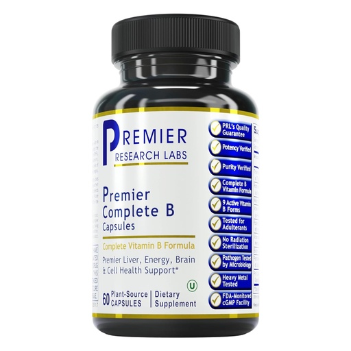 [BRSWYAIDO57REYI4] Premier Research Labs Complete B - Vitamin B Complex Supplement for Optimal Health | Vitamin B Supplement with Biotin | 9 Active B Vitamins | for Liver, Energy & Brain Support - 60 Capsules