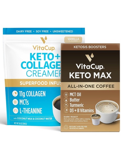 [BRSW2ZI7OIHAAHT5] VitaCup Keto Max Coffee Pods 18ct & Keto Creamer 10oz
