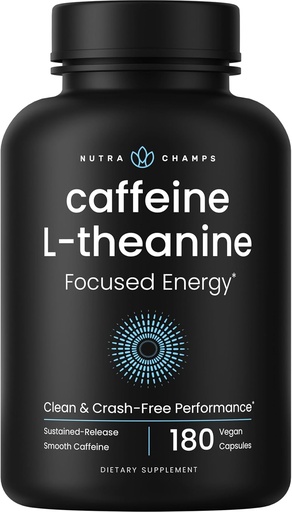 [BRSWGZLQBACG23I7] Thuốc Caffeine với L-Theanine cho năng lượng tập trung, trợ cấp năng lượng mịn và sạch cho tiêu điểm và hiệu suất, không va chạm, không thạch, 60 viên năng lượng Vega