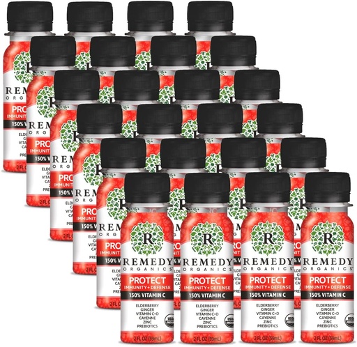 [BRSWYAIBCIFBAE3H] Remedy Organics Protect Immunity + Defense Shot, Plant Based, 2 Fluid Ounces (Pack of 12)