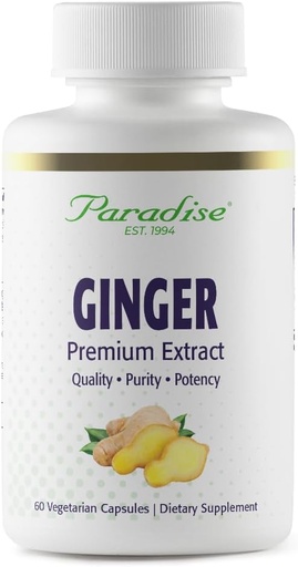 [BRSWIYT3PMCBODA3] Paradise Herbs Premium Ginger Extract for Digestive Health, Super Potent, Ultra Pure, Vegan, Non-GMO, Gluten Free, 60 Vegetarian Capsules