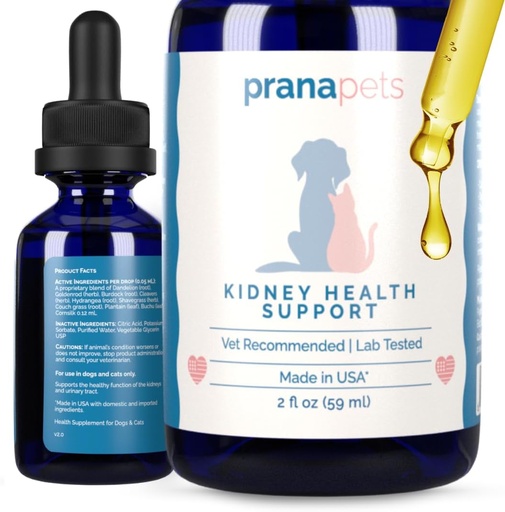 [BRSWKGABOAGB63D4] PranaPets Kidney Health Support Supplement for Cats | Естественно поддерживает здоровую функцию почек у кошек | Фитотерапия помогает при воспалении и симптомах проблем с почками
