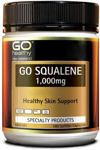 [BRSW2ZAHBZ6BQC3A] Go Zdrowe Go Wsparcie skóry Squalene, przeciwutleniacz Ochrona, Cholesterol Wsparcie poziomu 1000mg 180 Softgel Czapki