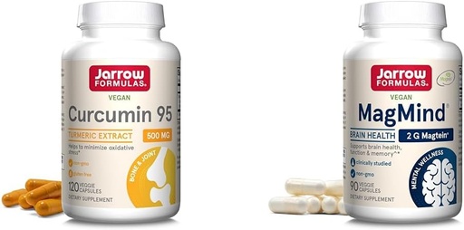 [BRSROBQEBN7BQ3L3] Jarrow Formulas Curcumin 95 500mg - Up to 120 Servings (Veggie Caps) - Turmeric Curcumin Extract & MagMind Brain Health with Magtein (Magnesium L-Threonate), Dietary Supplement