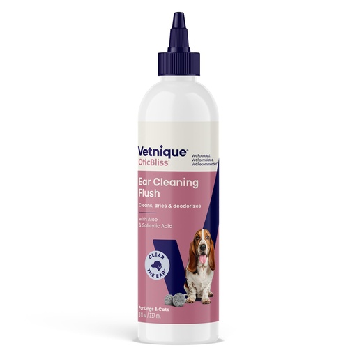 [BRSWYHA5CV5BE3Q7] Vetnique Oticbliss Dog Ear Cleaner Flush with Odor Control, Dog Ear Cleaning Solution for Dirt and Wax with Soothing Aloe Dogs & Cats Flush - Vet Recommended for Itchy Ears (8oz, Flush)
