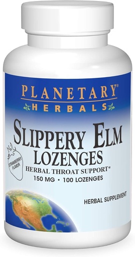 [BRSWIYAGBINGEAAV] Planetariske Herbals Slippery Elm Strawberry Lozenges, Herbal Throat Support, 100 Lozenge