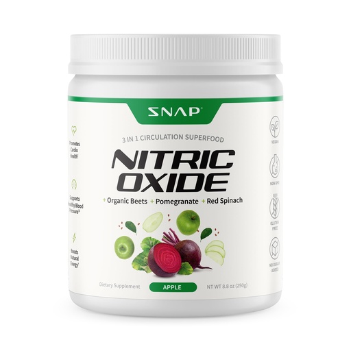 [BRSW2AAYDECGMC3G] Snap Supplements Organic Beet Root Powder Nitric Oxide Supplement for Men & Women, Red Spinach & Pomegranate, Supports Healthy Energy & Blood Pressure Already in Normal Range, 30 Servings, Apple
