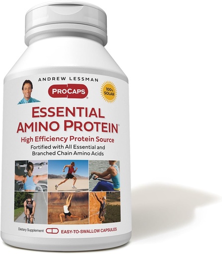 [BRSWI2QGBZ5RSYLI] ANDREW LESSMAN Essential Amino Protein 180 Capsules - A Highly Bioavailable Protein Source with Essential and Branched Chain Amino Acids. Apoya la estructura y función de los órganos clave y los tejidos.