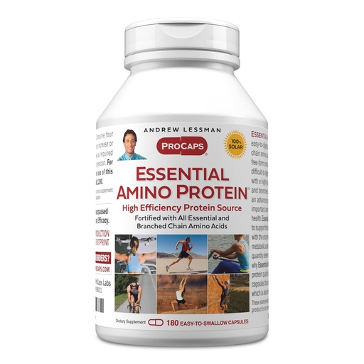 [BRSWI2QGBZ5RSYLI] ANDREW LESSMAN Essential Amino Protein 180 Capsules - A Highly Bioavailable Protein Source with Essential and Branched Chain Amino Acids. Supports Structure and Function of Key Organs and Tissues.