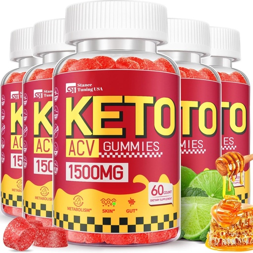 [BRSRAZIBBECA423L] Keto ACV Gummies - 1500MG ACV Keto Gummies for Women Men - Apple Cider Vinegar with Mother, Probiotics, ויטמין B6 B12 עבור Gution - טבעוני & Non-GMO, 5 Pack