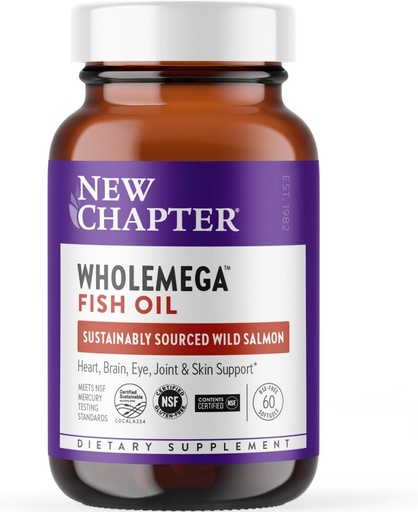 [BRSWIYAPCZ7R2YA5] Nuevo capítulo Suplemento de aceite de pescado de Wholemega - 2000 mg por ser, Aceite de salmón de Alaska salvaje clínicamente probado con Omega-3 + vitamina D3 + Astaxanthin, 60 Softgels