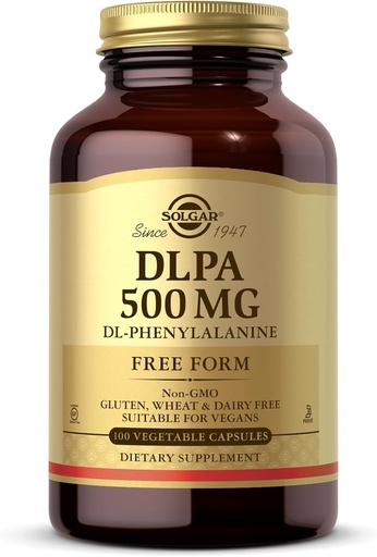 [BRSWIYQTPMIBMYLC] Solgar DLPA 500 mg - 100 Vegetable Capsules - Free Form DL-Phenylalanine - Non-GMO, Vegan, Gluten Free, Dairy Free, Kosher - 100 Servings