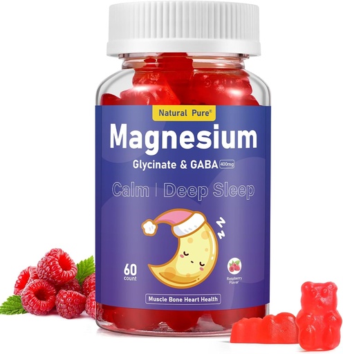 [BRSRAHYNCUORA3TF] Glycinát hořečnatý Gummie s GABA pro Clam a Bed Time 400mg Cukr zdarma Glycinát hořčíku dodatek s vitaminem D, B6, a CoQ10 pro klid a lůžko pro dospělé děti