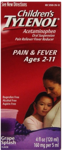 [BRSWIHQLO4FWEA3A] TYLENOL Children's Oral Suspension Grape Splash Flavor 4 oz