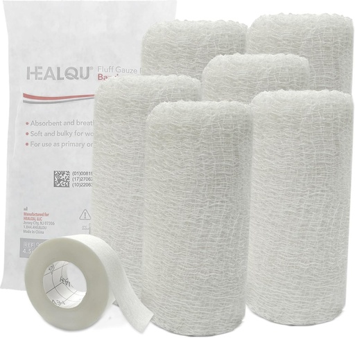 [BRSROBAHDEJWGD3P] Kerlix Gauze Bandage Rolls - 4 1/2 em x 4,1 Yds, 6 Ply - 6 Pocuhes Estéril Único - Absorvência Extra - Látex Livre, Hospital grau Algodão Fluff Bandage Wrap Krinkle Estilo - para Cuidados de Feridas e Primeiros Socorros