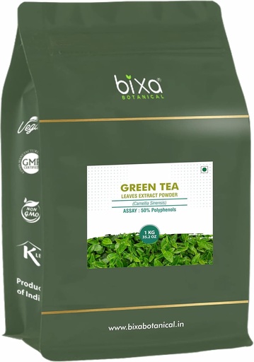 [BRSRMEIYB4FWYFL5] bixa BOTANICAL Ayurvedic Natural Herbal Supplement Green Tea 100% Pure Authentic Premium Quality (Camellia sinensis) Dry Extract - 50% Polyphenols by UV | -1Kg (35.2 Oz) Pack