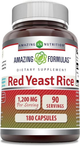 [BRSROHQBA4NAYYLH] Amazing Formulas Red Yeast Rice 1200mg Per Serving Capsules Supplement | Non-GMO | Gluten Free | Made in USA (180 Count)