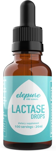 [BRSWGFQBAQNQYYIZ] 100 Servings- Lactase Drops Lactose Intolerance Enzyme - 20 Milliliters