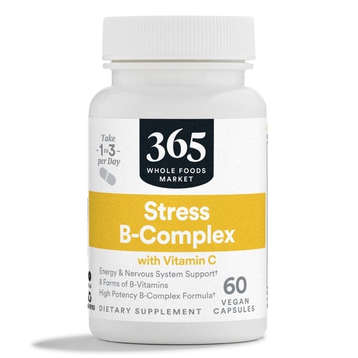 [BRSWGZQBOYCQYA3D] 365 by Whole Foods Market, Stress B-Complex with Vitamin C, Energy & Nervous System Support, Vegan, 60 Capsules
