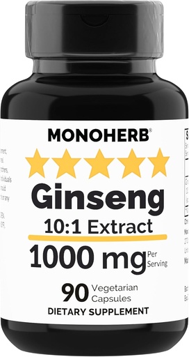 [BRSROGQQDEBRSCLD] MONOHERB Ginseng Extract 1000 mg - 90 Vegetarian Capsules