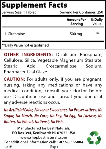 [BRSRMBD2DMIROETG] Best Naturals L-Glutamine 500 mg & L-Citrulline 1500 mg