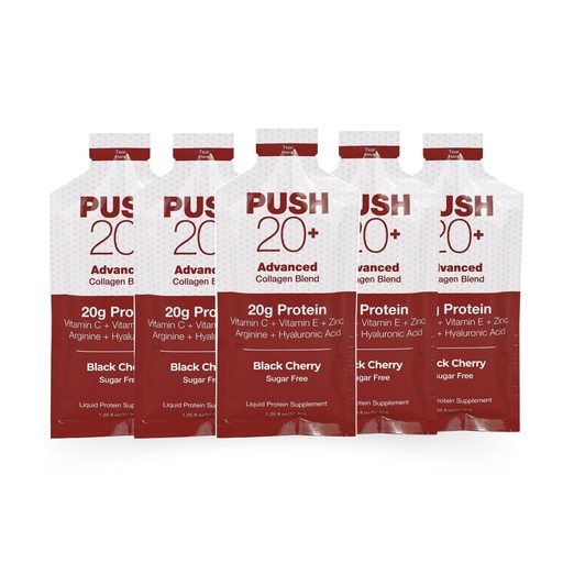 [BRSROFL6A4NGYAA7] PUSH20+ Advanced Collagen Blend - Liquid Protein 20g per 1.25 fl. oz - Black Cherry Flavor - Vitamina C, Collagen Peptides, Hyaluronic Acid, Vitamina E &amp; Best Liquid Collagen by Being Well Essentials