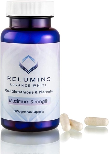 [BRSWIEDRDICWY3LC] Relumins Advanced White Glutathione Capsules - Max Strength Supplement with ALA, Placenta, Rose HIPS & Vitamin C - Supports Collagen & Youthful Skin, Made in USA - 60 Caps
