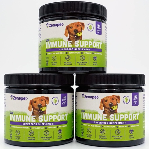 [BRSWGEIYPMPBE3YZ] ZENAPET Dog Immune Support Premium Powder Topper, Turkey Tail, Spirulina & Beta-Glucan, Supports a Healthy Immune System & Digestion, Human-Grade, Made in USA