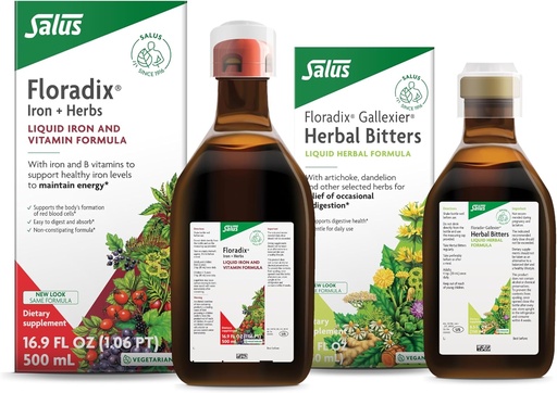 [BRSRAHA7OAHR63L2] Floradix by Salus Gallexier Herbal Bitters (8,5 oz) & Iron & Herbs (16,9 oz) Bundle - Herbal Bitter for Digestive Support* - Dzelzs papildinājums veselīgas enerģijas atbalstam