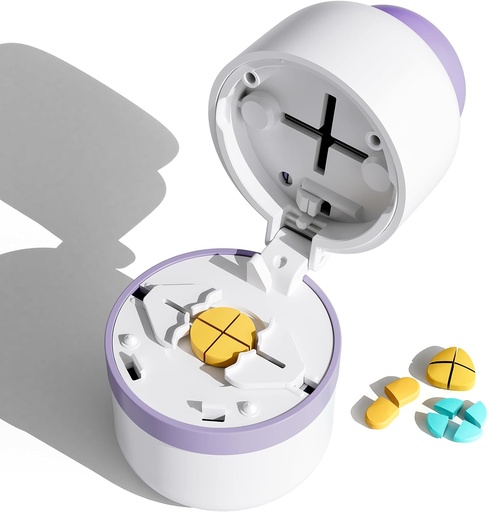[BRSRAGQ3BMPGCHQ2] Pill Cutter - Pill Splitter dengan Pedang Baja Stainless untuk Pemotongan Pil Kecil atau Pil Besar dalam satu Keempat, Pil Cutter 1 / 4, Cocok untuk Cuting Vitamin, Tablet (1-4 Purple)