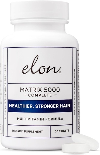 [BRSWIY33DMMQKHYV] Elon Matrix 5000 Multivitamine complète — Vitamines de croissance de la peau, des cheveux et des ongles — Vitamines de croissance des cheveux sains pour les femmes et les hommes — Supplément biotine de 5000 mg (60 jours)