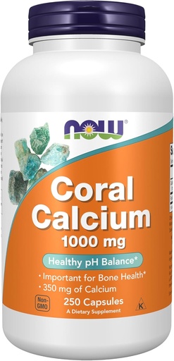 [BRSWIYQGCAPGC2DM] NOW Foods Supplements, Coral Calcium 1000 mg, Bone Health *, Healthy pH Balance *, 250 Veg Capsules
