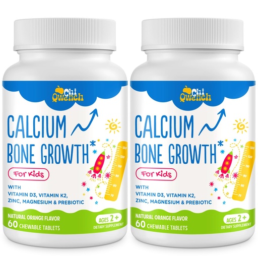 [BRSRAYY3OFYWCG37] 500 MG Calcium Supplement with Vitamin D3 & K2, Zinc, Magnesium & Prebiotics. Kids Vitamins for Kids' Height. Bone Strength, High Absorption, Orange Chewables, Gluten Free, 120 Tabs