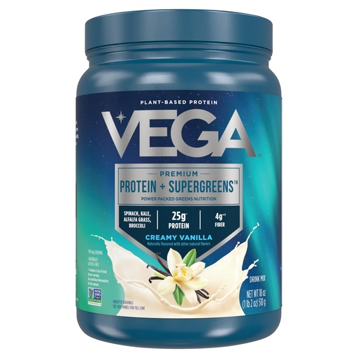 [BRSRAYYKAABQMG3V] Vega Protein and Greens Protein Powder Creamy Vanilla (11 Servings) 25g Plant Based Protein Plus Veggies, Vegan, Non-GMO, Pea Protein for Women and Men, 1.2lbs