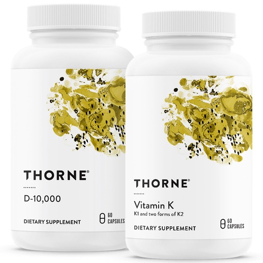 [BRSRAZQOBEPQ2GQZ] THORNE - Bone Health Bundle - Vitamin D3 & Vitamin K - Supports Healthy Bones, Teeth Muscles, Cardiovascular, and Immune Function - 30 to 60 Servings