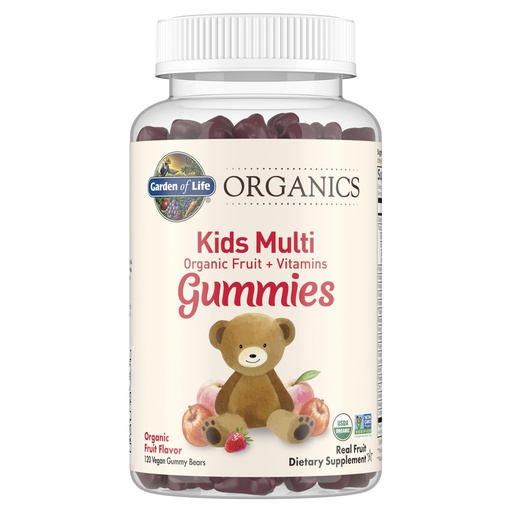 [BRSWECQ2AAMR4A3G] Garden of Life Organics Kids Gummy Vitamins - Fruit - Certified Organic, Non-GMO & Vegan Complete Children's Multi - B12, C & D3 - Gluten, Soy & Dairy Free, 120 Real Fruit Chew Gummies